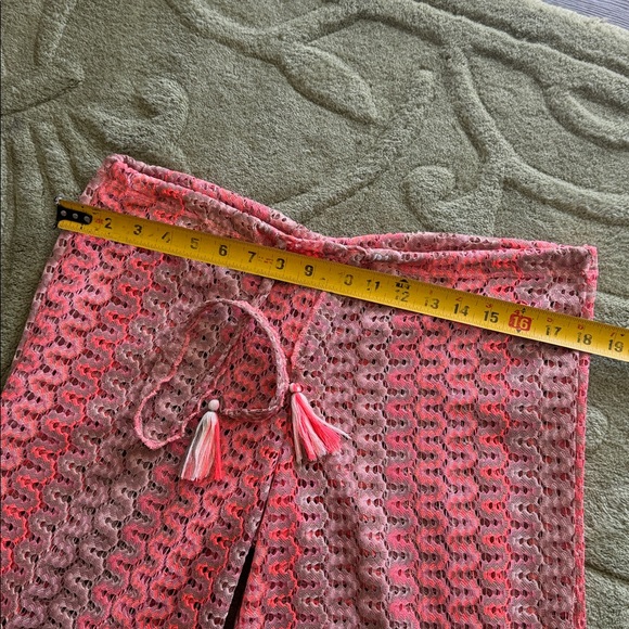 BECCA Pink and Coral Crochet Lace Pants with Drawstring - Festival Wear - Picture 4 of 8